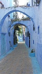 Naklejka premium Street of the blue pearl Chefchaouen in Morocco