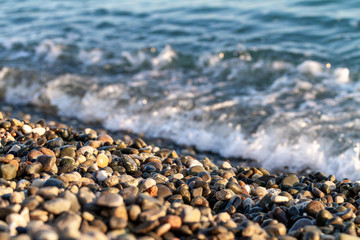 Closeup of a beach stones in Sochi region of Russia