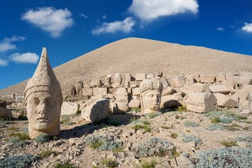 Commagene statues on the summit of Mount Nemrut in Adiyaman, Turkey