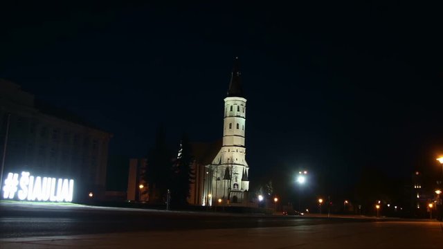 Siauliai city center at night
