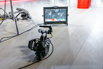 Behind the scenes of video production or video shooting