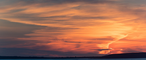 Spectacular Sunset sky on ballybunon beach in county Kerry, Wild Atlantic way on the west coast of Ireland