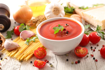 tomato sauce with pasta and ingredient