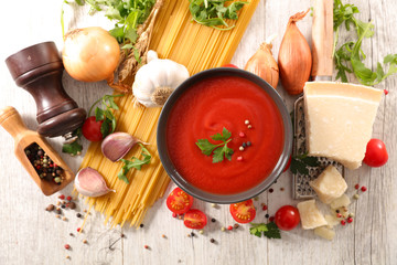 tomato sauce with pasta and ingredient
