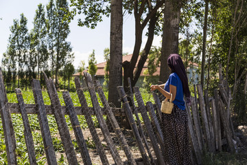 peasant girl in a turkish village. healthy and natural habitats