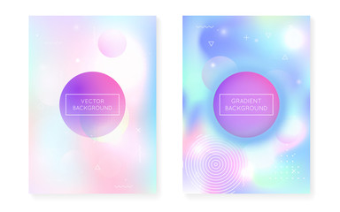 Fluid shapes cover with liquid dynamic background. Holographic bauhaus gradient with memphis. Graphic template for book, annual, mobile interface, web app. Vibrant fluid shapes cover.