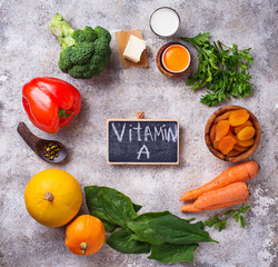 Healthy products rich in vitamin A - obrazy, fototapety, plakaty