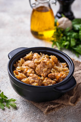 Braised cabbage with a meat