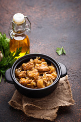 Braised cabbage with a meat