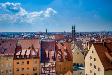 Fototapeta na wymiar Overlook from the Nuremberg Castle to the Nuremberg old town.