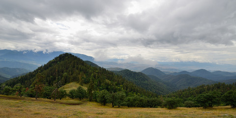 Obraz premium Treking in the mountains of the Borjomi-Kharagauli National Park in Lesser Caucasus. Borjomi, Georgia.