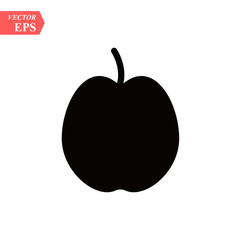 Apple icon in black silhouette style. Vector illustration with apple isolated on white background. black silhouette fruit object for web