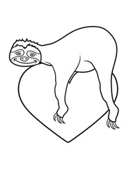 herz liebe faultier entspannen müde chillen hängen schlafen faul gemütlich langsam lahm tier süß niedlich comic cartoon clipart