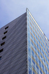 Facade of a modern apartment building. Blue Sky.