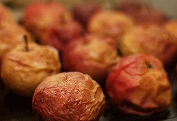 Baked apples on a baking sheet