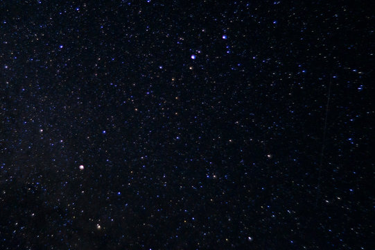 Long Exposure Night Photo. A Lot Of Stars With Constellations. Far From The City. Night Landscape.