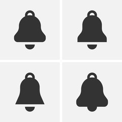 Bell icons, set of alarm signs isolated on white background.