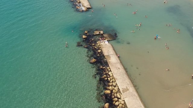 Flying over Italian beach