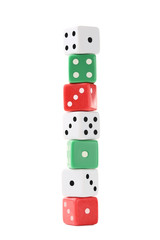 Colourful dice isolated on white background