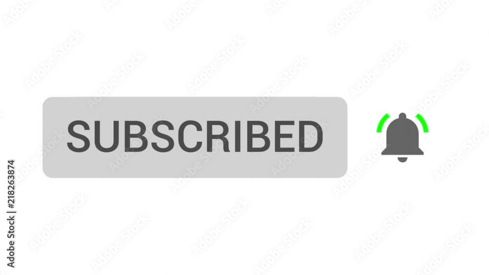 Poster mouse clicking a subscribe button and bell notification with a white background.