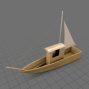 Wooden toy sailing boat