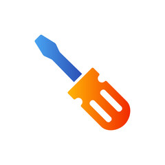 Icono plano destornillador corto azul y naranja
