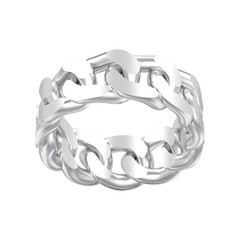 3D illustration isolated white gold or silver decorative chain ring