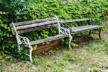 ancient wooden bench