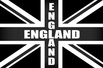 Flag of England with the word "ENGLAND" in black and white