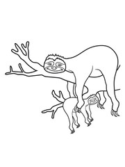 baby kind junges mama papa ast baum faultier entspannen müde chillen hängen schlafen faul gemütlich langsam lahm tier süß niedlich comic cartoon clipart © Style-o-Mat-Design