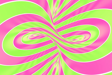 Christmas festive pink and green spiral tunnel. Striped twisted lollipop optical illusion. Abstract background.