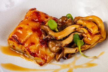 Halibut with mushroom