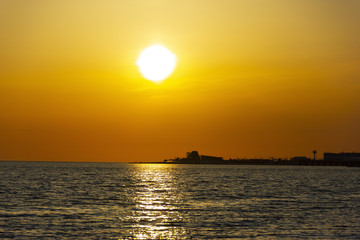 sunset sea minimal beach