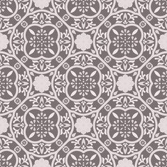 Floor tiles ornament gray vector pattern print. Neutral colors geometric floral hexagonal seamless backdrop.