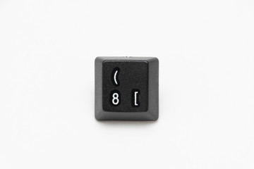 Single black keys of keyboard with different letters 8