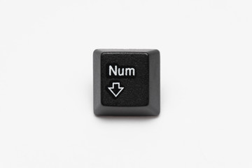 Single black keys of keyboard with different letters no lock