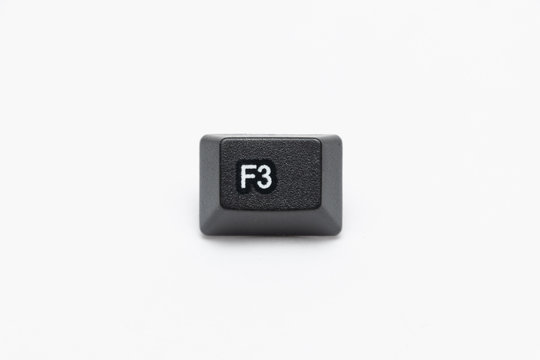 Single black keys of keyboard with different letters F3