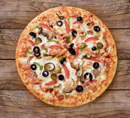 Delicious Italian Supreme Pizza top view