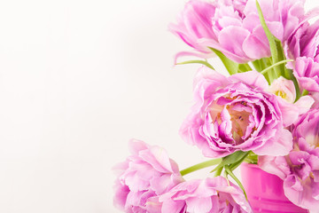 Beautiful Bunch of Peony Style Tulips in the Pink Pot