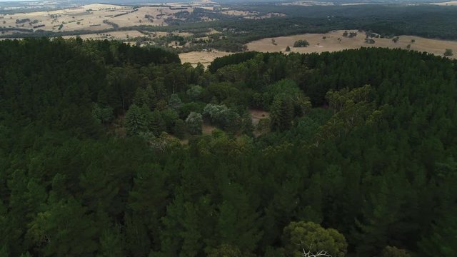 Aerial 4k Footage of Forest and Signal Towers on Hilltop