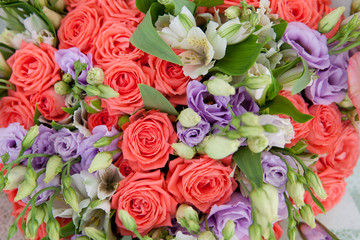 bouquet of roses and various flowers