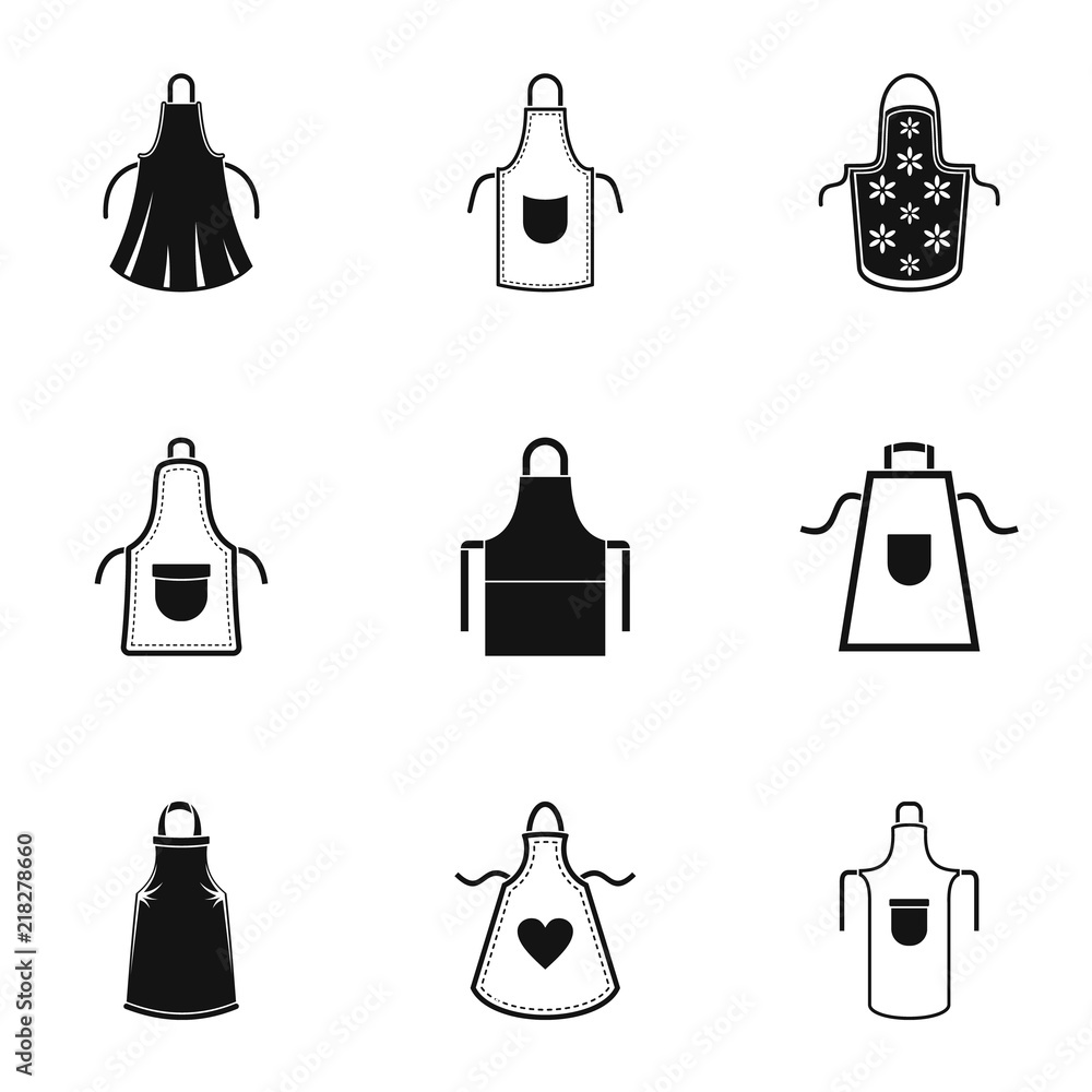 Aufkleber pinafore icons set. simple set of 9 pinafore vector icons for web isolated on white background