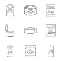 Preserved icons set. Outline set of 9 preserved vector icons for web isolated on white background