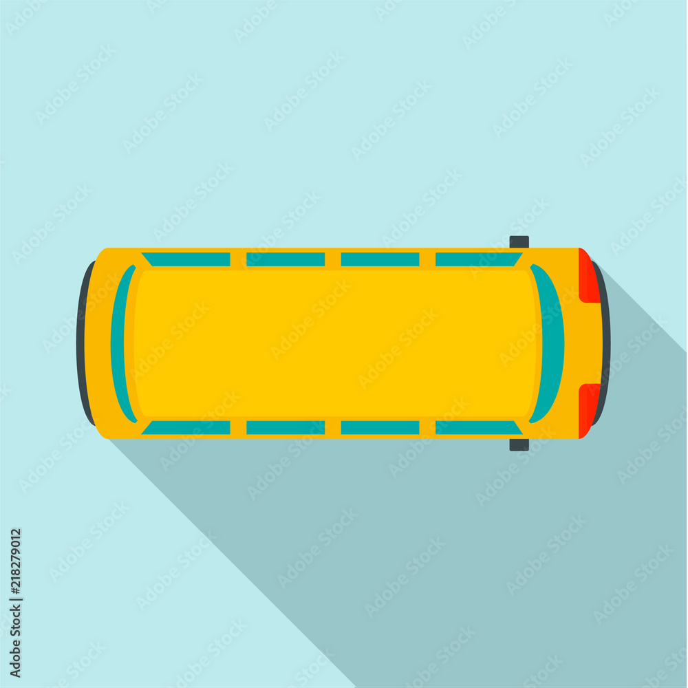 Poster top view school bus icon. flat illustration of top view school bus vector icon for web design