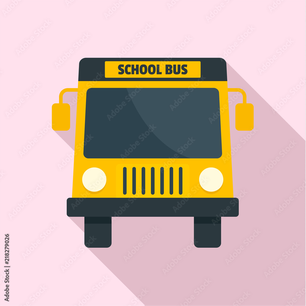 Poster yellow school mini bus icon. flat illustration of yellow school mini bus vector icon for web design