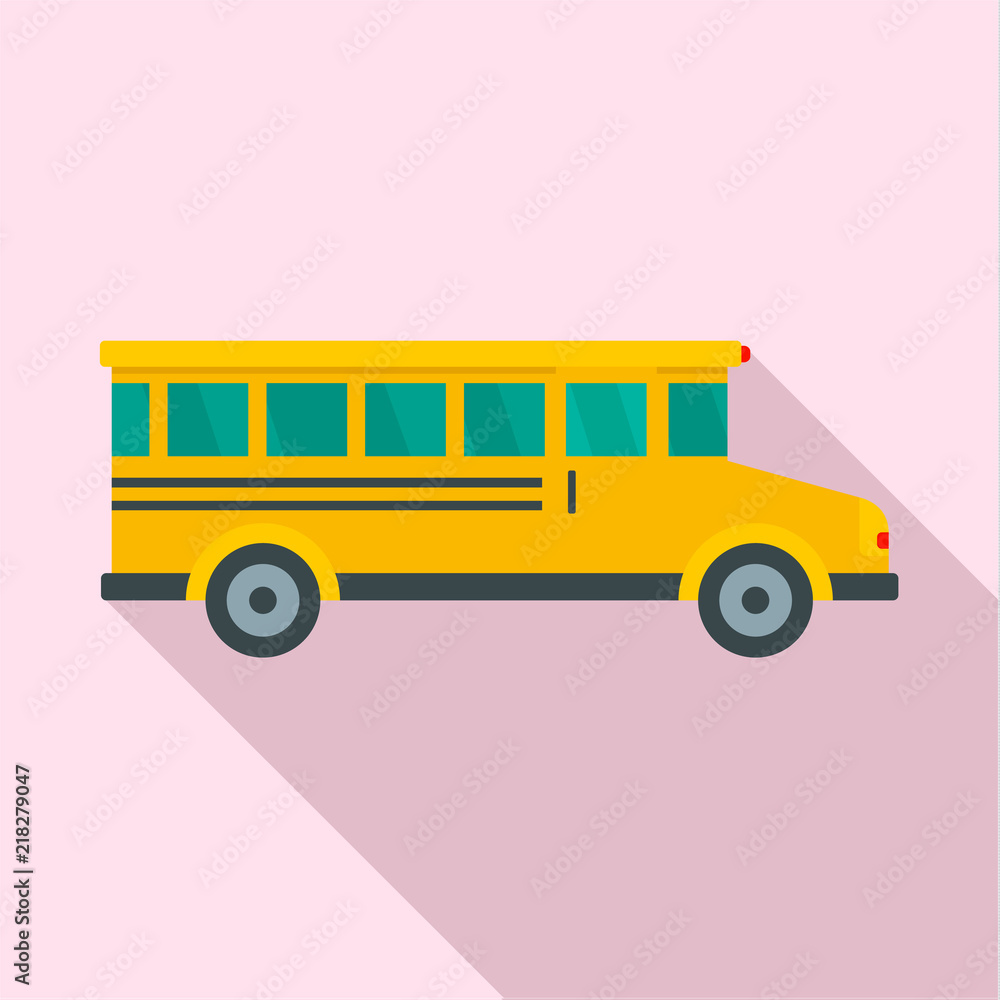 Poster side view of school bus icon. flat illustration of side view of school bus vector icon for web desig