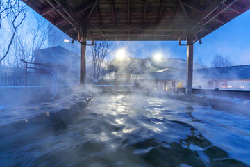 hot springs outdoor in jilin at night