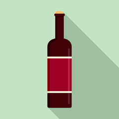Glass bottle of red wine icon. Flat illustration of glass bottle of red wine vector icon for web design