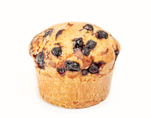 Blueberry muffins on white background