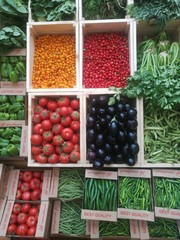 Fresh vegetables display on the market